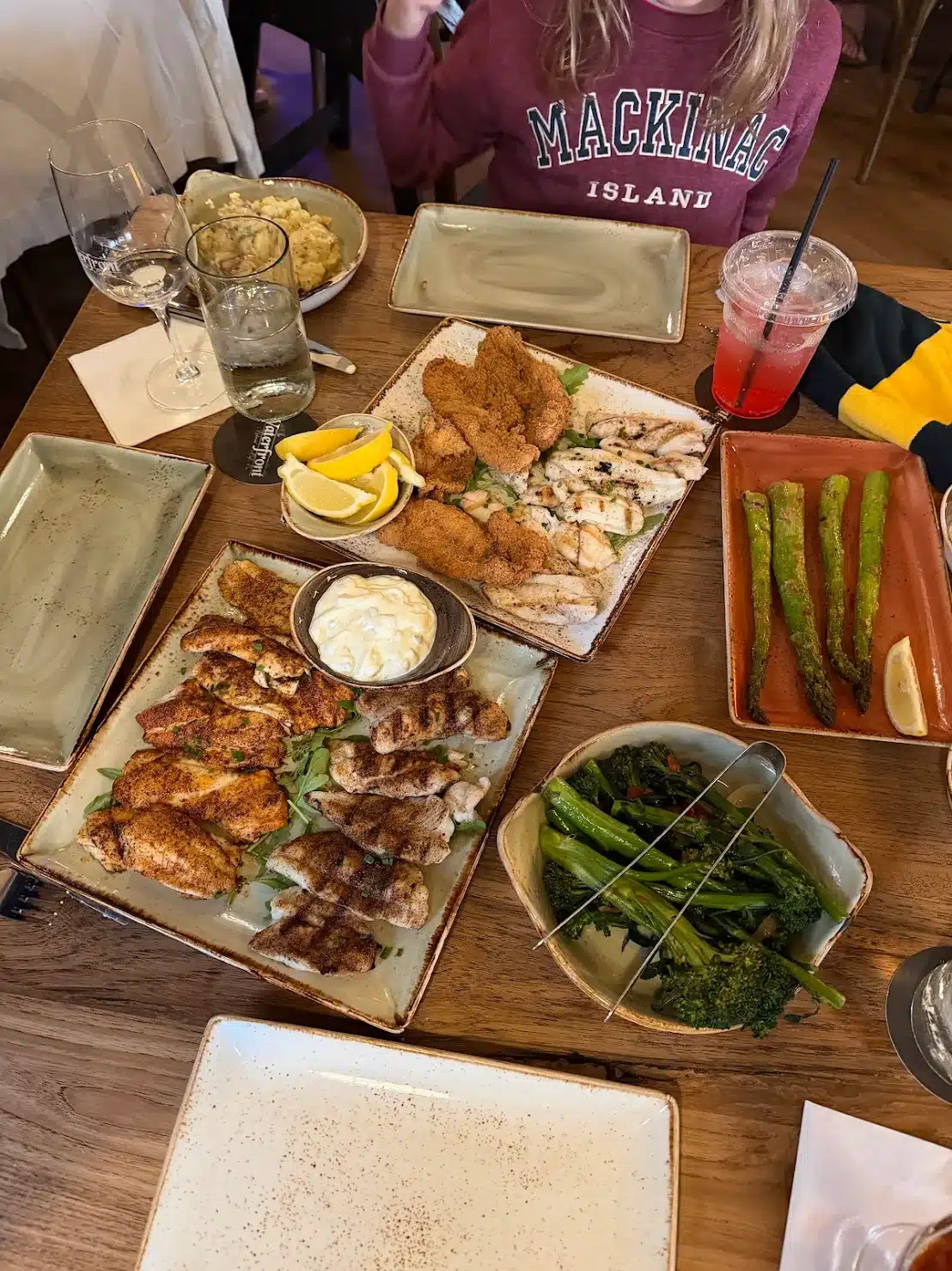 Table of Cooked fish at The Waterfront Restaurant